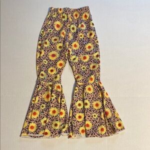 Yellow and Orange Floral Bell Bottoms Casual